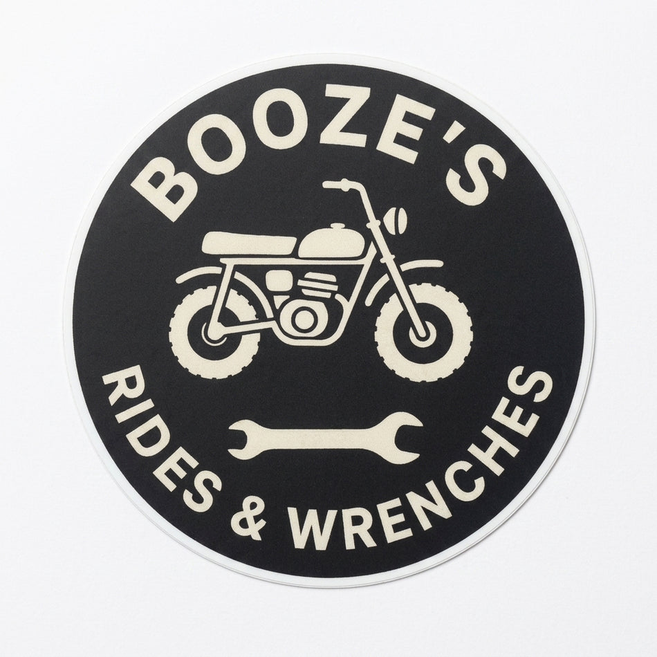 Boozes Rides and Wrenches Window or Helmet Decal (sqd.1)