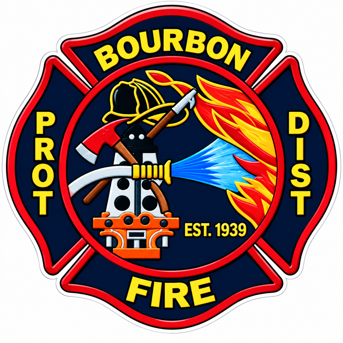 bourbon Fire Color Maltese ECONOMY Customer Decal Economy Bulk Decals (sqd.1)