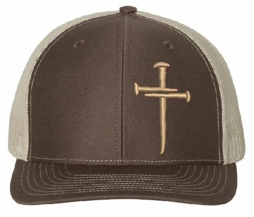 Christian Hats for Men Women Jesus 3 Nail Cross Brown/Khaki Richardson 112 Hat