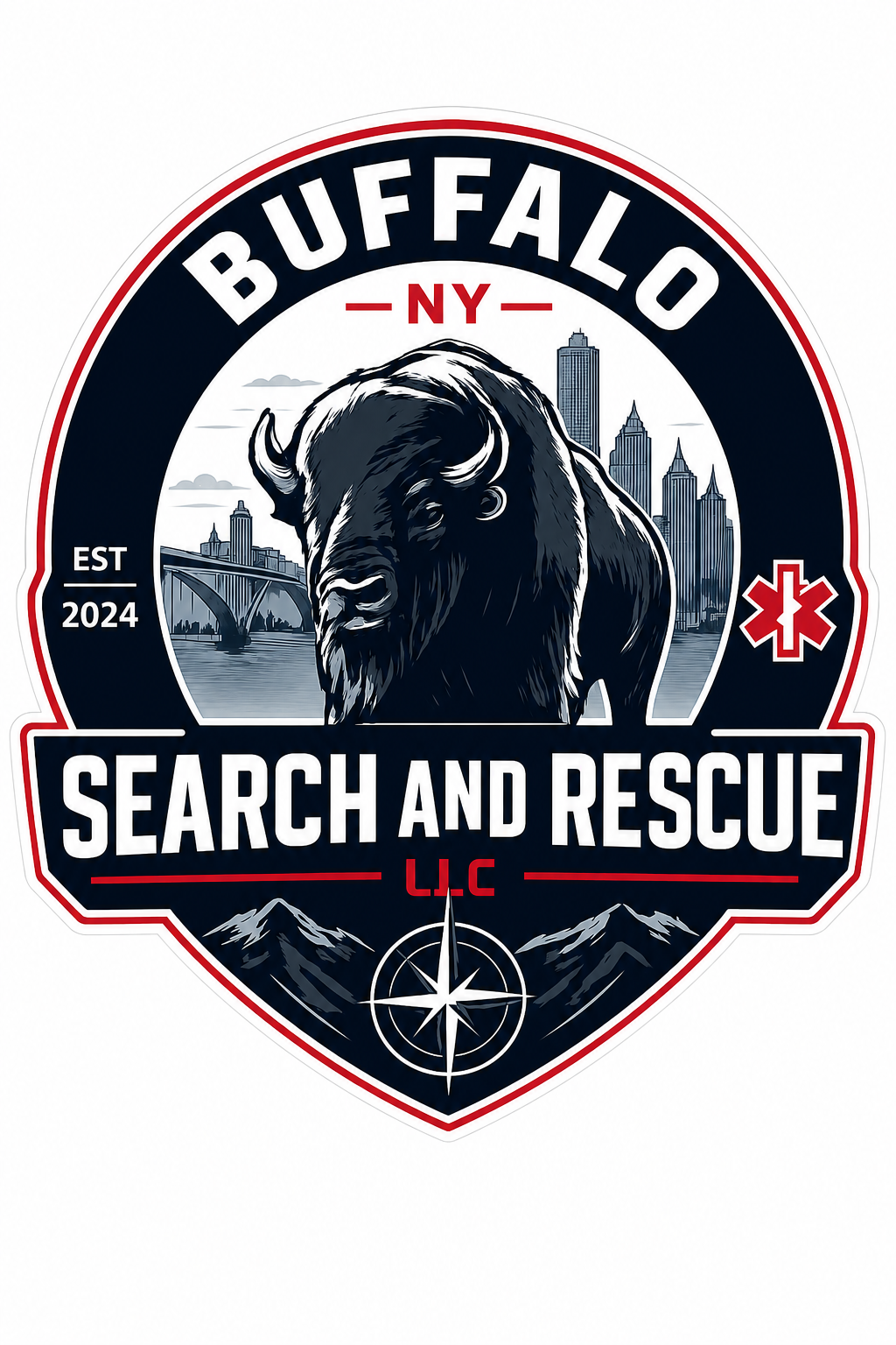 Buffalo Search & Rescue Customer Window or Helmet Decal economy non-reflective decal