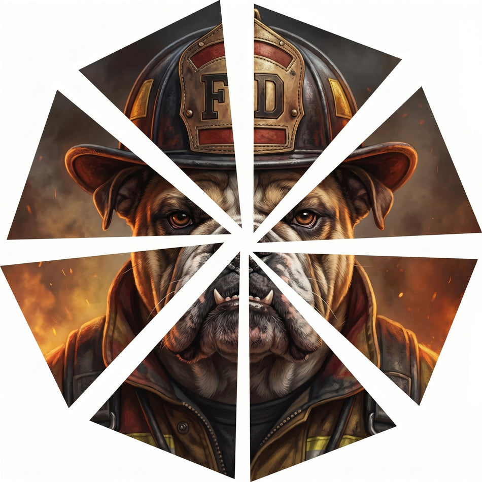 Firefighter Helmet Flag 8 Section Reflective Firefighter Bulldog Graphic for the top of traditional fire helmets