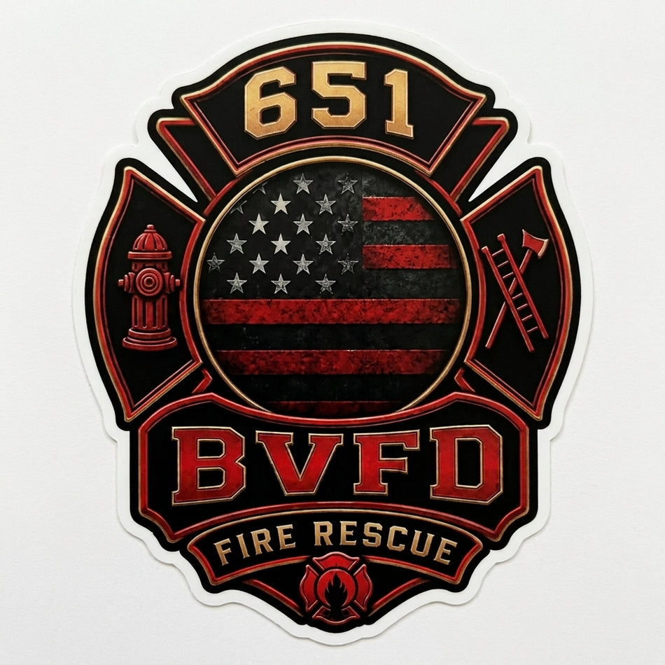 BVFD 651 Fire Dept. Window/Helmet Decal or MAGNET
