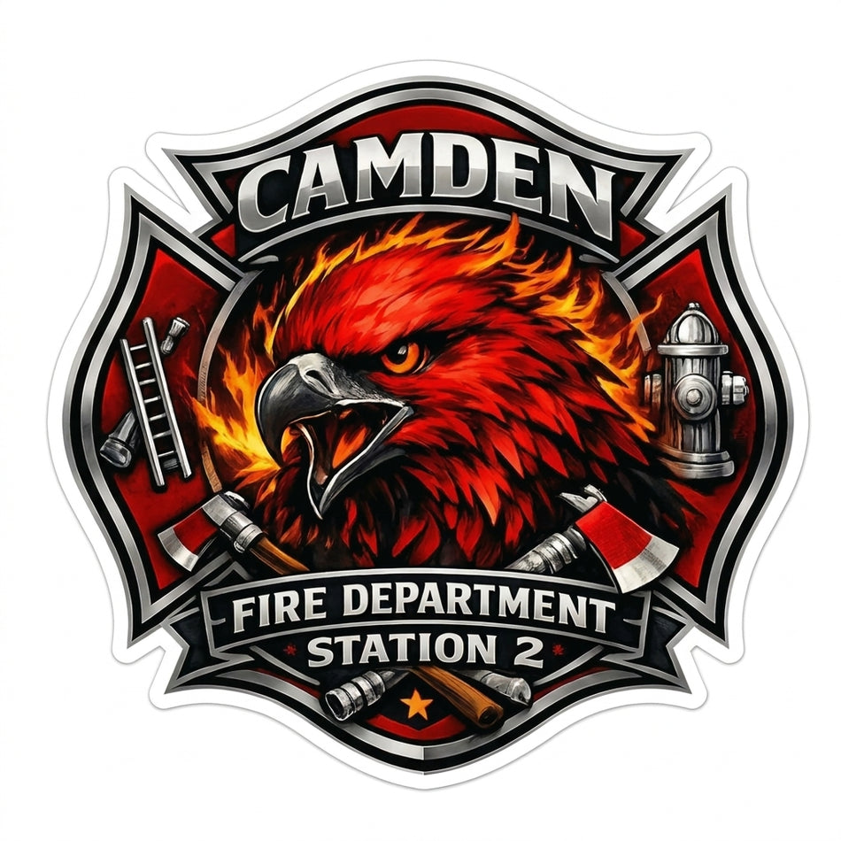 Camden Fire Dept. Station 2 Window/Helmet Decal or MAGNET (sqd.1)
