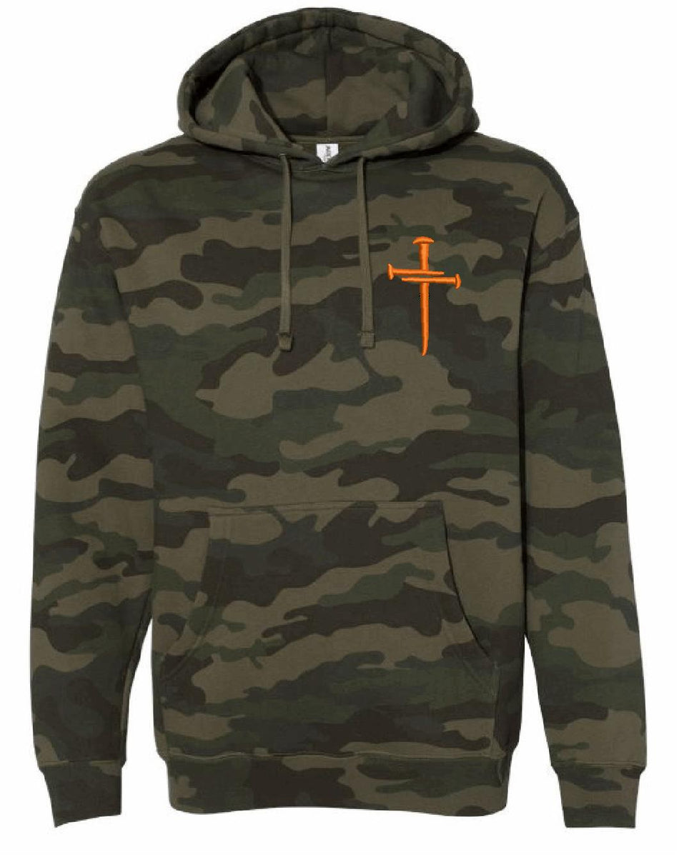 Jesus 3 Nail Cross Christian Hooded Sweatshirt with Pockets IND4000 Independent Trading Christian Hoodie