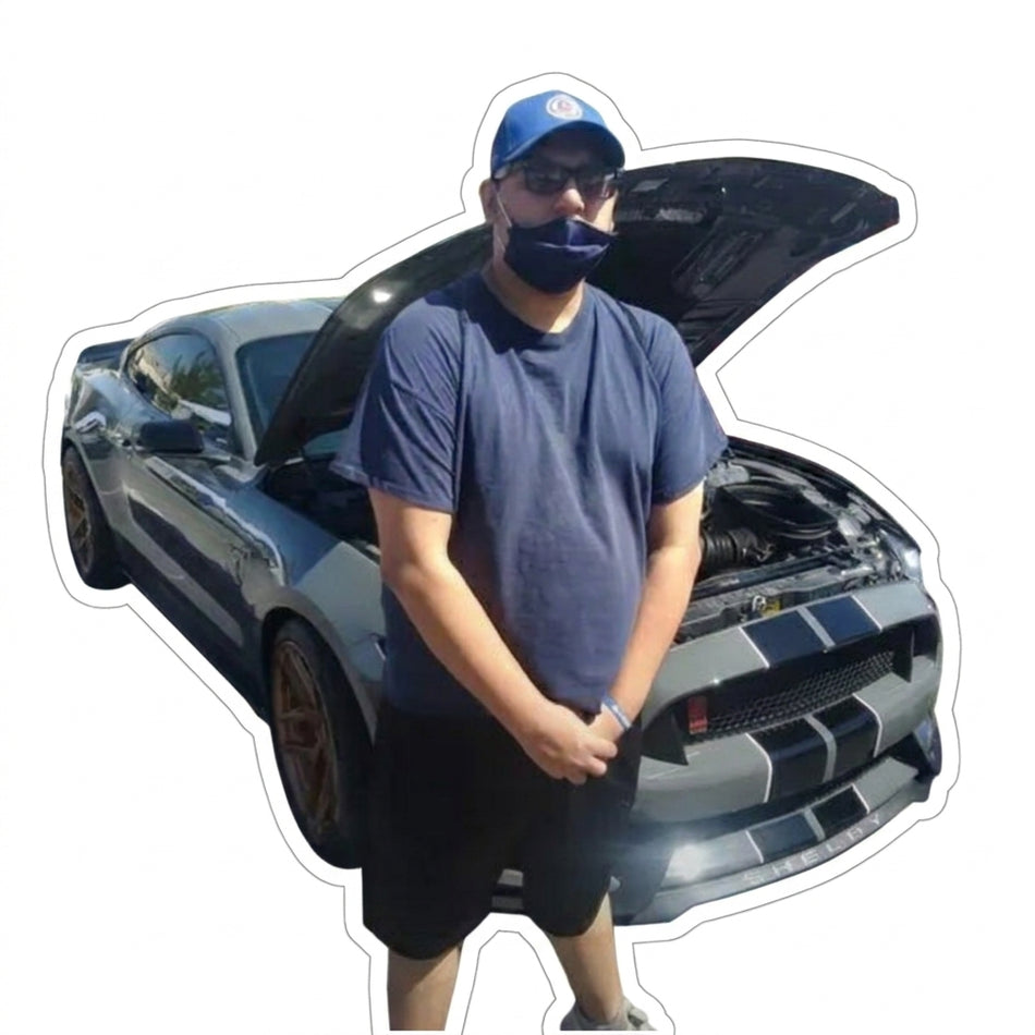 Mustang Car Guy Mask Customer Decal or Magnet (sqd.1)