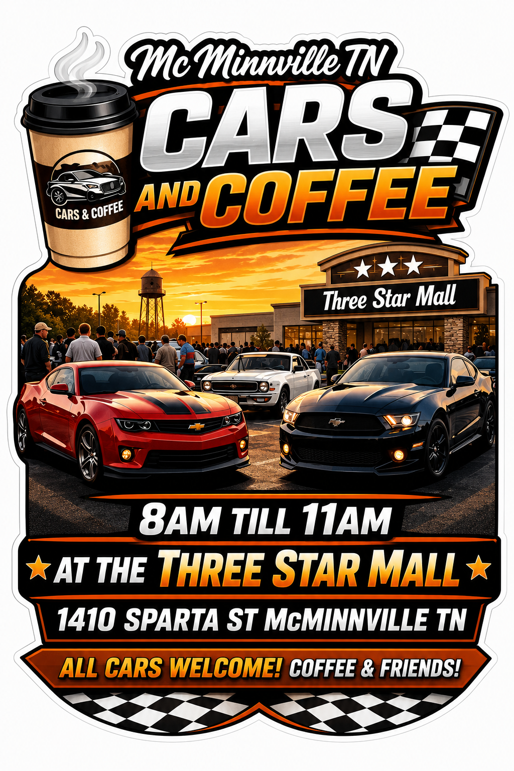 Cars and Coffee Customer Decal or Magnet economy non-reflective decal