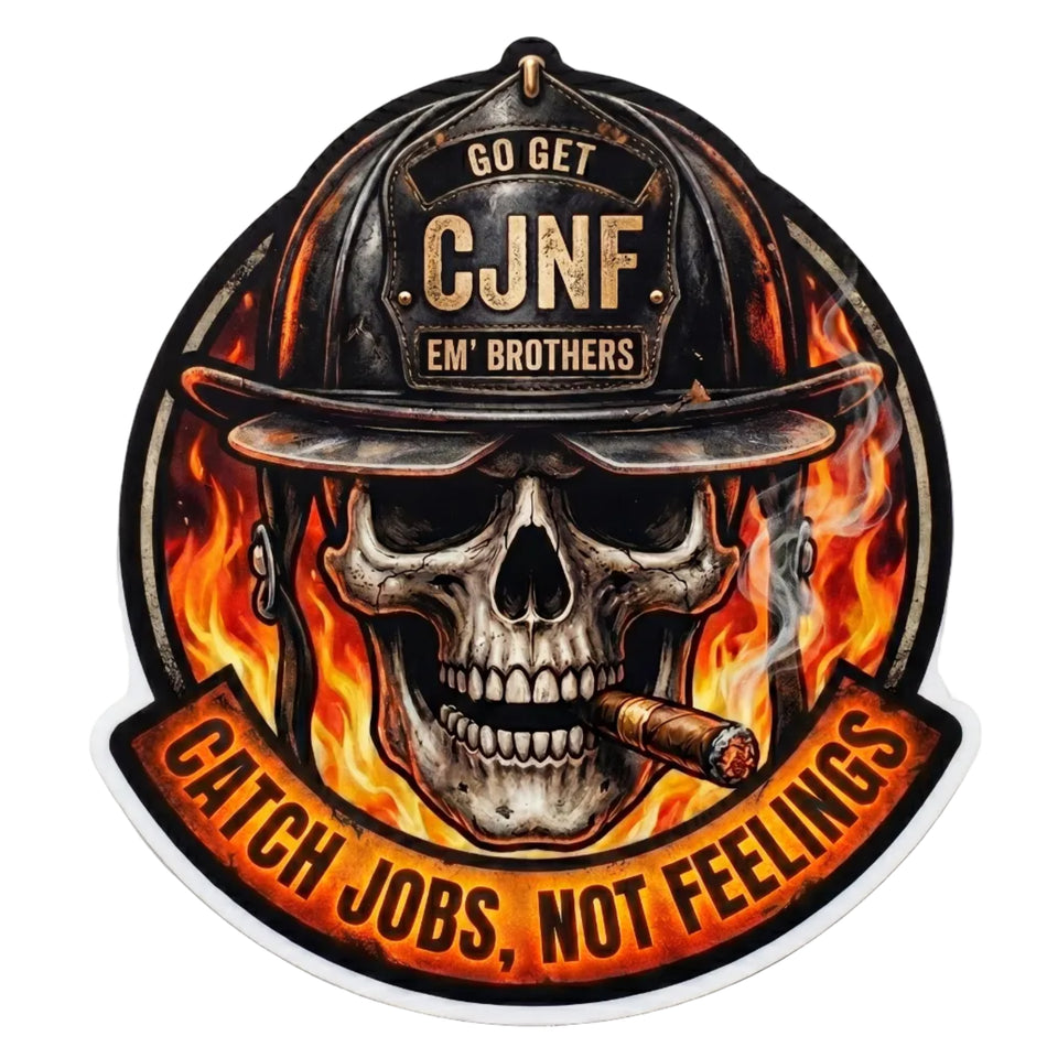 Firefigher Sticker - Catch Jobs Skull Brothers Window/Helmet Decal or MAGNET (sqd.1)