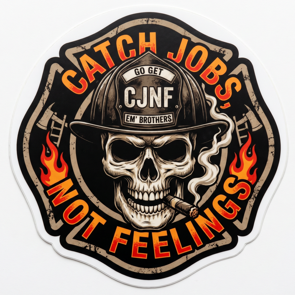 Firefighter Sticker - Catch Jobs Not Feelings Maltese Window/Helmet Decal or MAGNET (sqd.1)