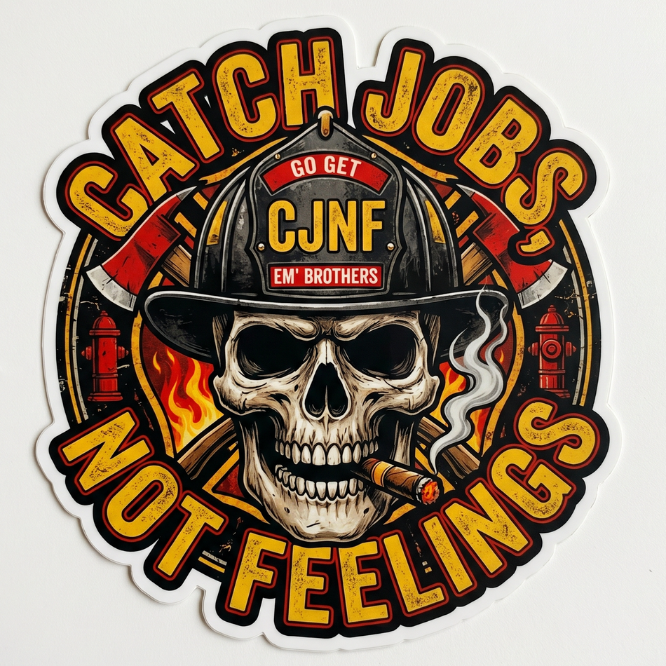 Firefighter Sticker - Catch Jobs Not Feelings Maltese 2 Window/Helmet Decal or MAGNET (sqd.1)