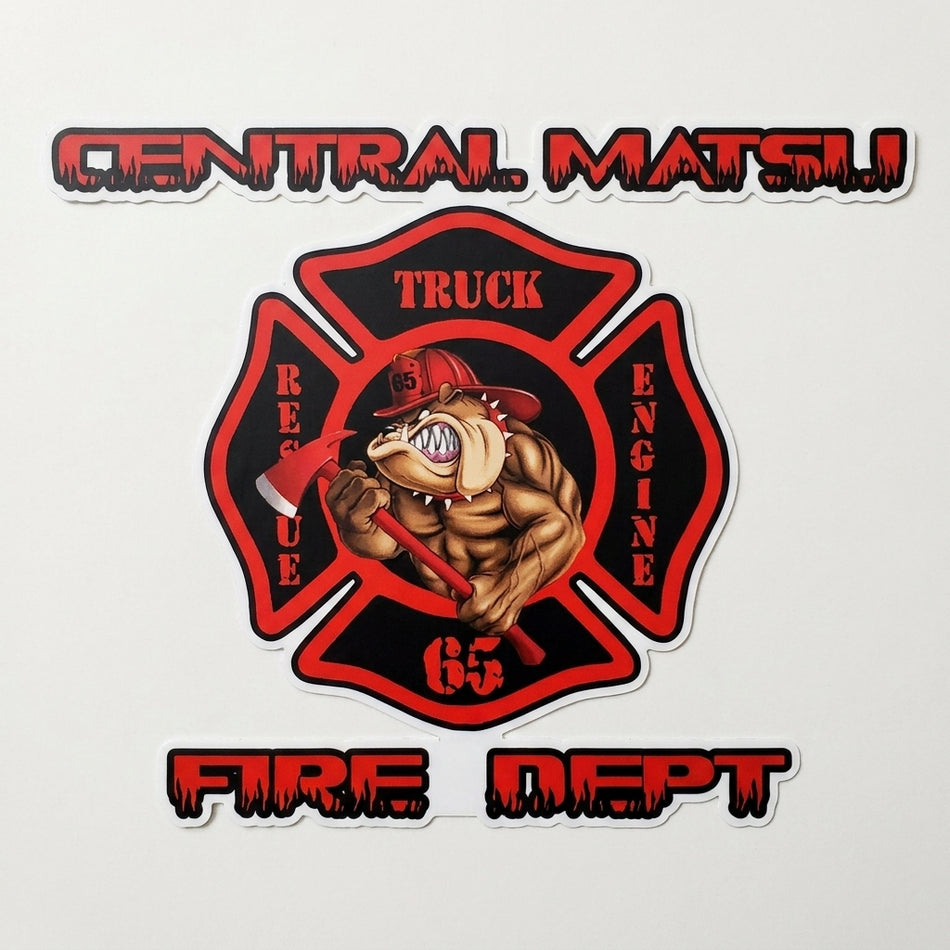 Central Matsu Fire Dog w/ Axe Window/Helmet Decal or MAGNET