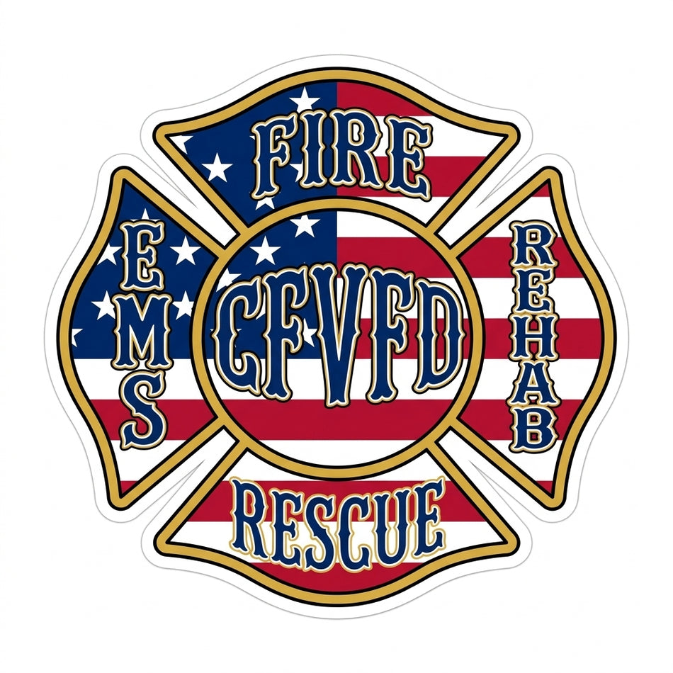 CFVFD Fire Rescue Maltese Window/Helmet Decal or MAGNET (sqd.1)