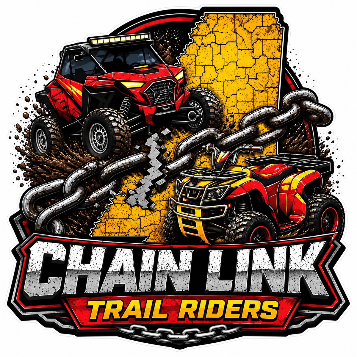 Chain Link Trail Riders PREMIUM Customer Window or Helmet Decal (sqd.1)
