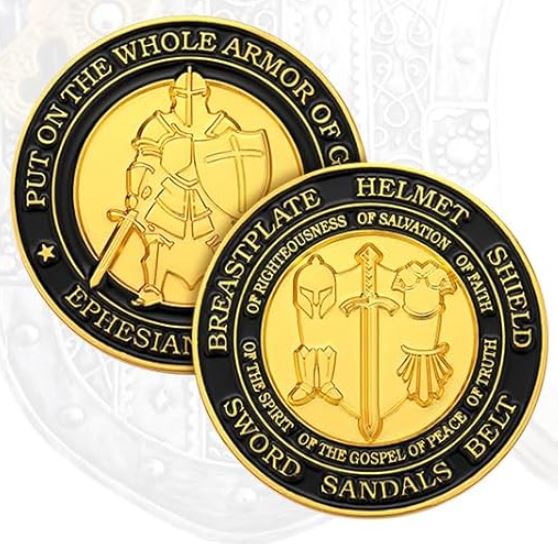 Christian Full Armor of God Challenge Coin Set of 3 Coins Version 2 Coins