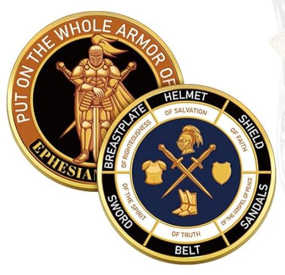 Christian Full Armor of God Challenge Coin Set of 4 Coins Version 2 Coins