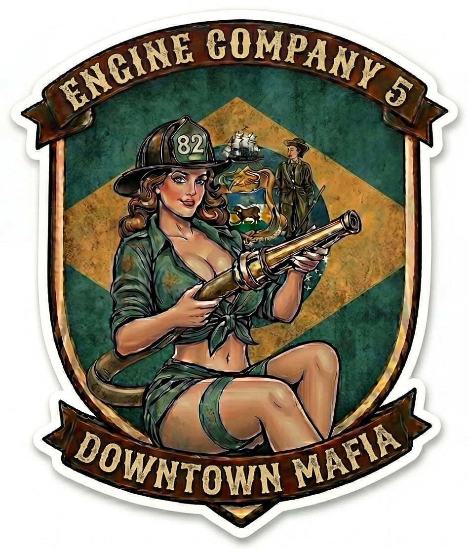Downtown Mafia Engine 5 Window/Helmet Decal or MAGNET