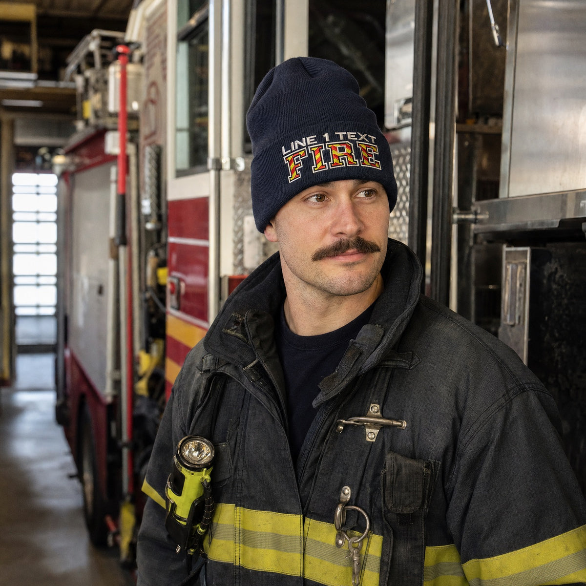 Chevron FIRE Style Customized Embroidered Winter cuff or beanie hat male fire department product image