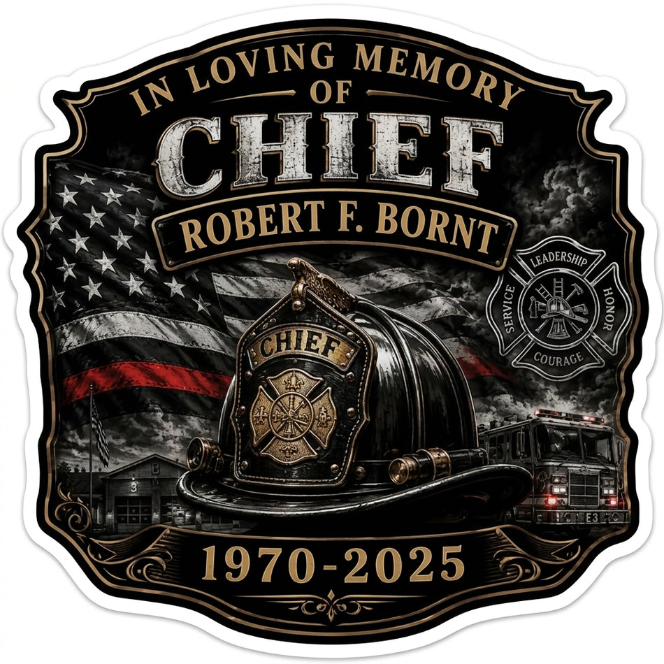 Chief Robert Bornt Memorial Window/Helmet Decal or MAGNET (sqd.1)