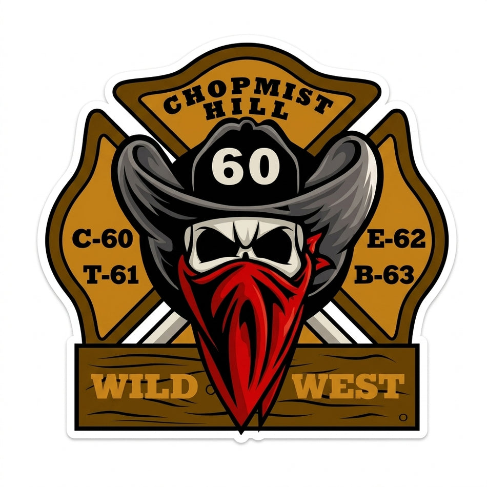 Chopmist Hill Wild West Window/Helmet Decal or MAGNET (sqd.1)