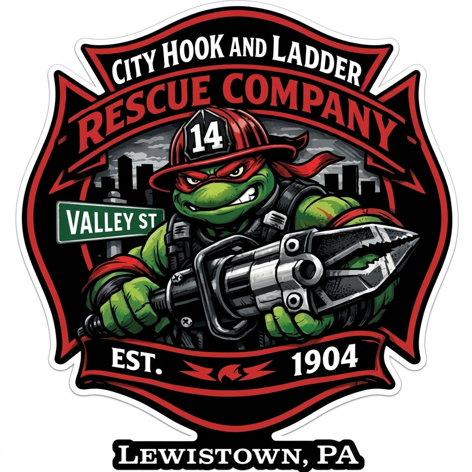 City Hookd and Ladder Window or Helmet Decal