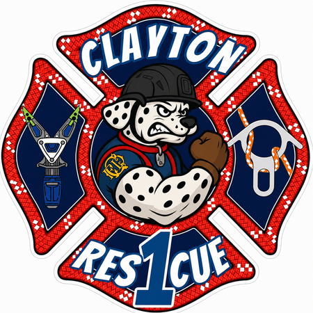 Clayton Rescue 1 Maltese Window or Helmet Decal economy non-reflective decal