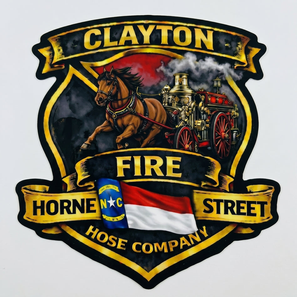Clayton Fire Hose Company Window/Helmet Decal or MAGNET (sqd.1)