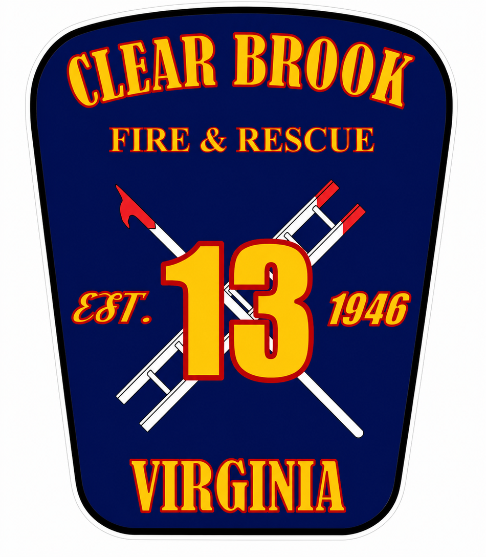 Clear Brook Fire Rescue Customer Window or Helmet Decal (sqd.1)