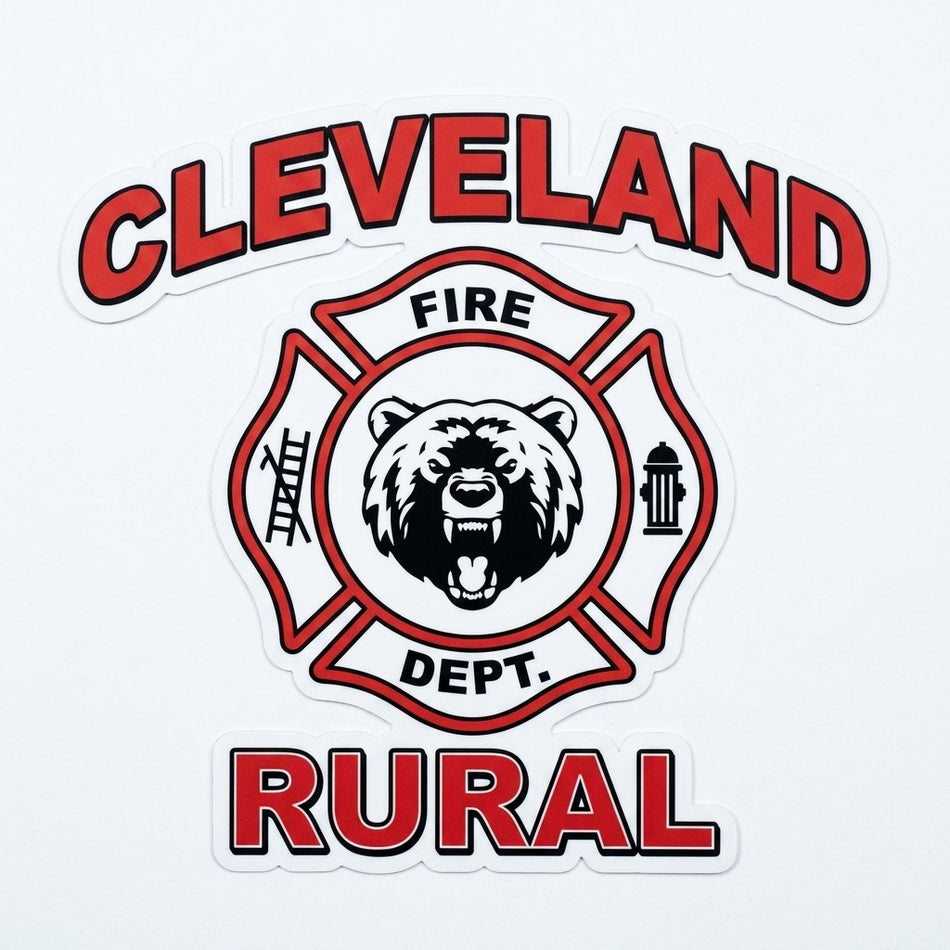 Cleveland Rural Fire Window or Helmet Decal (sqd.1)