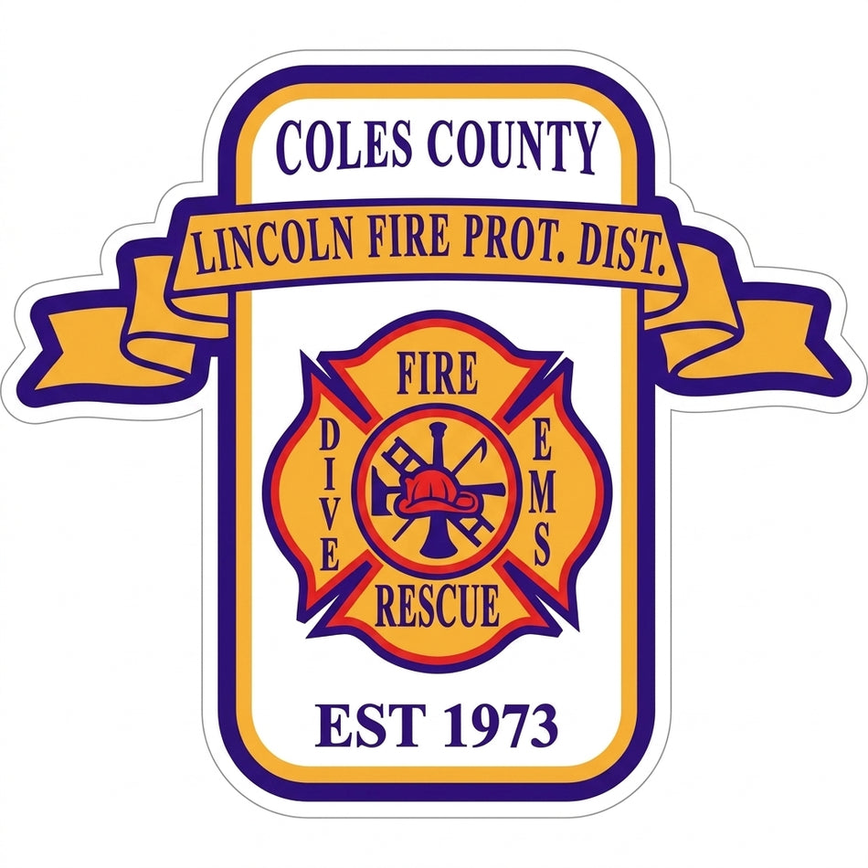Coles County Lincoln Fire Window or Helmet Decal (sqd.1)