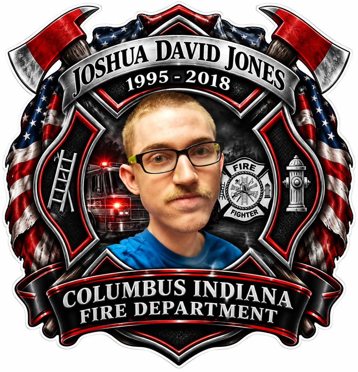 Columbus Fire Memorial Maltese PREMIUM Customer Window or Helmet Decal (sqd.1)