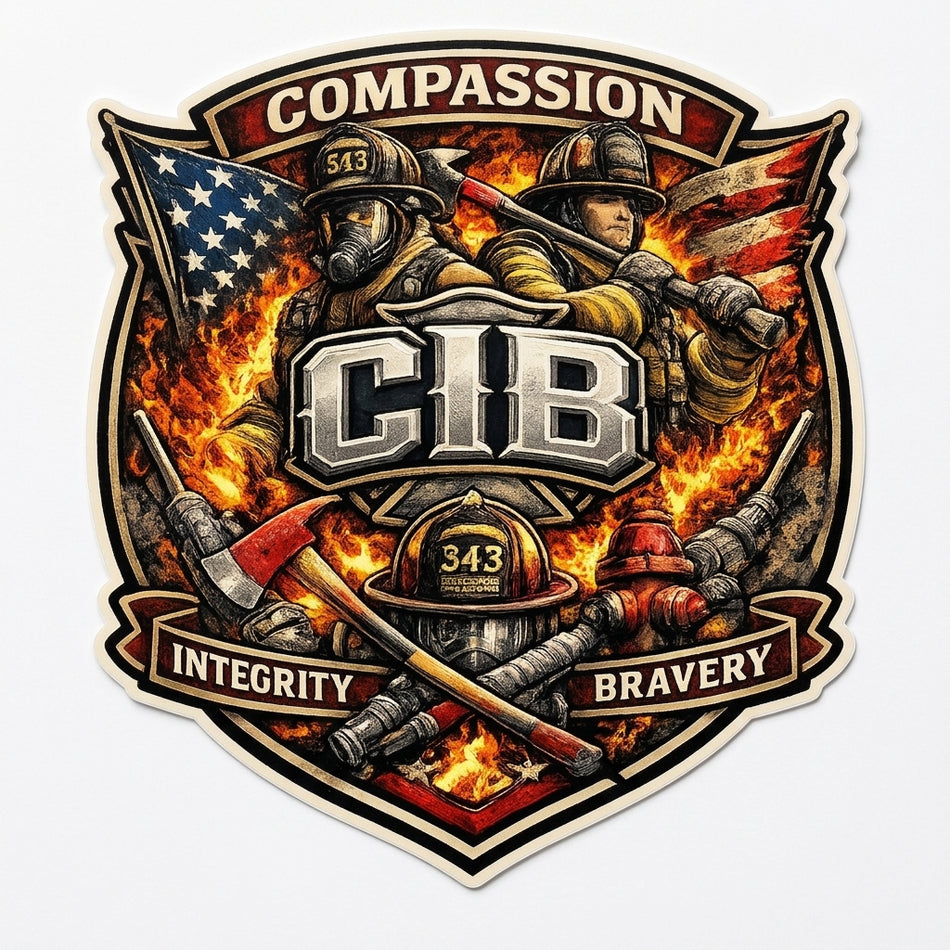 Compassion 343 Bravery Window/Hardhat Decal (sqd.1)