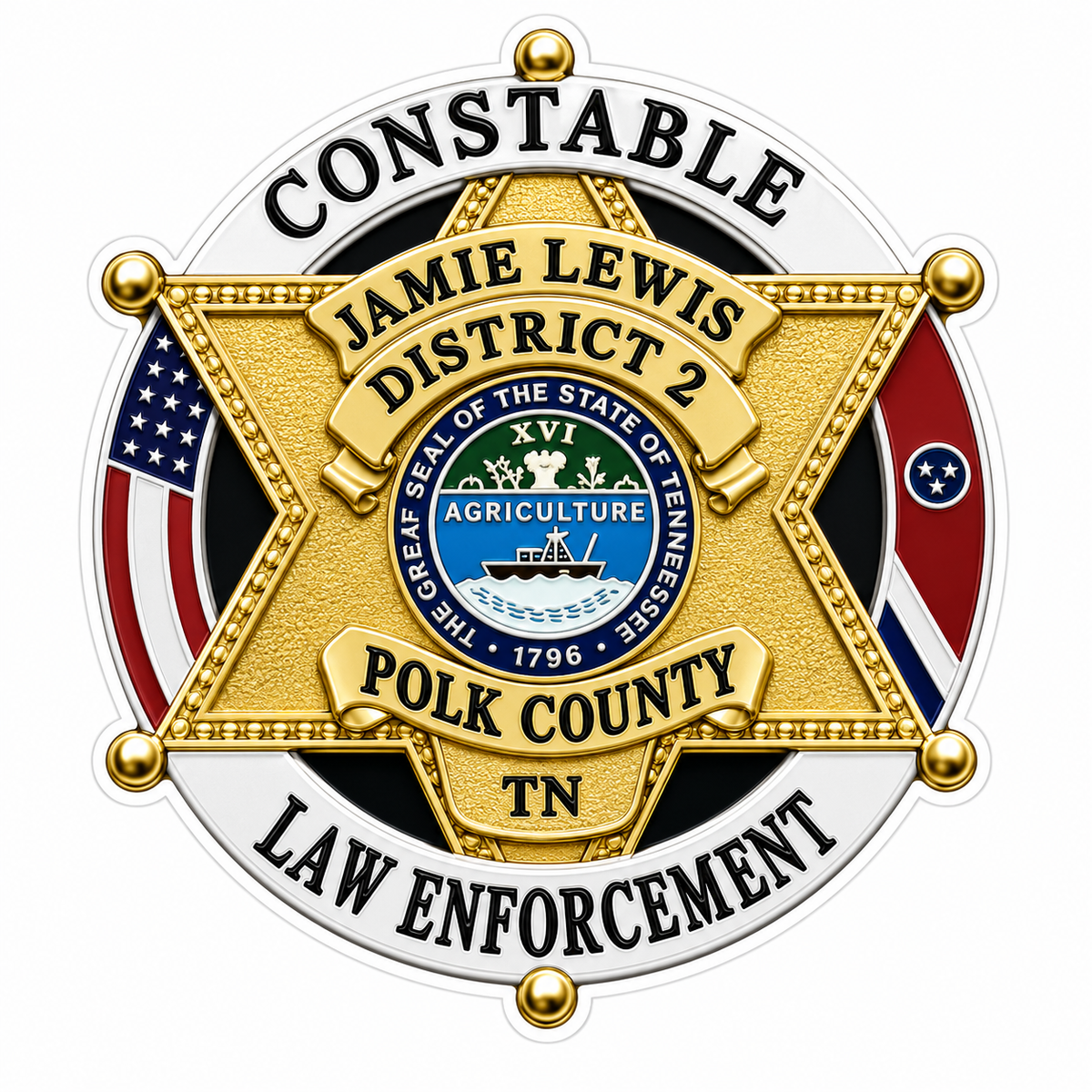 Constable Polk County Custom Decal or Magnet economy non-reflective decal