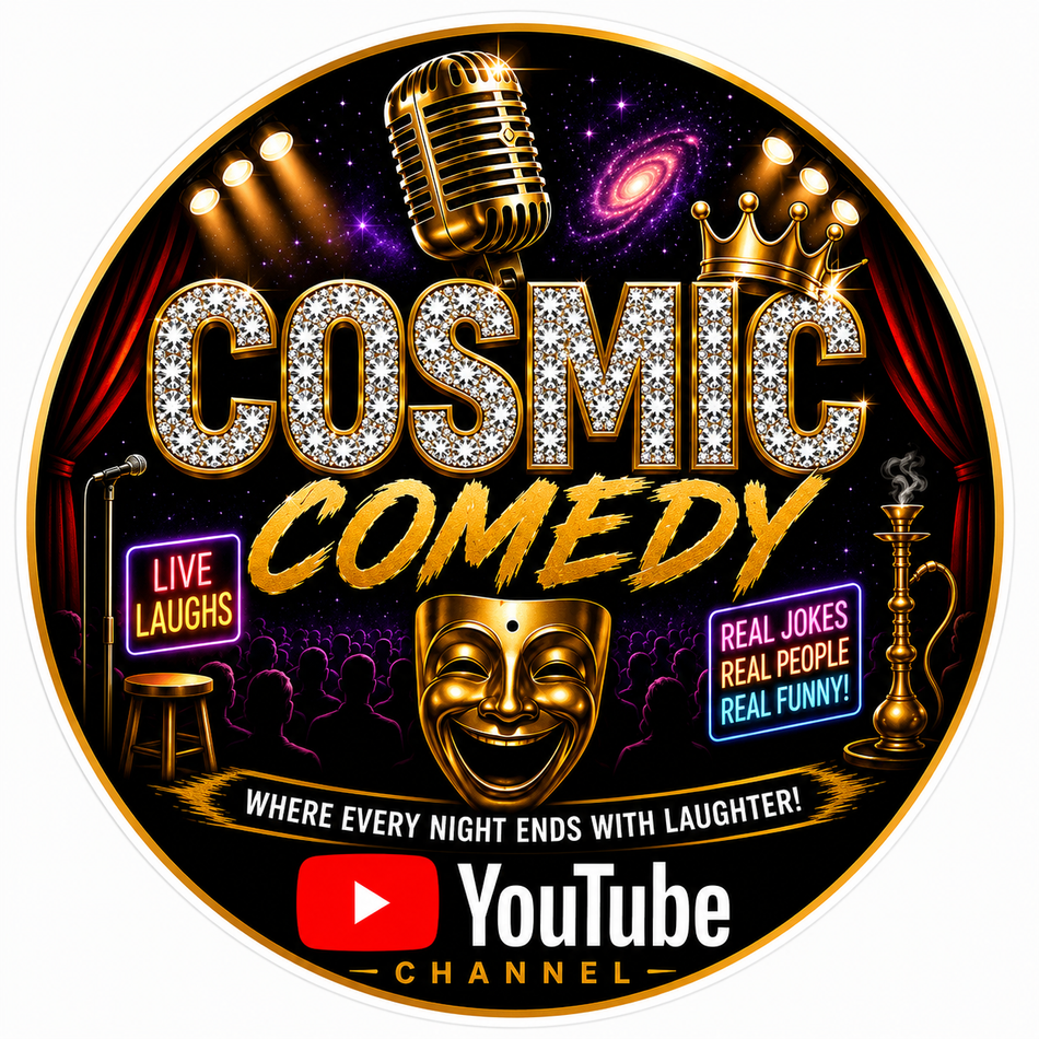 Cosmic Comedy Customer Window or Helmet Decal (sqd.1)