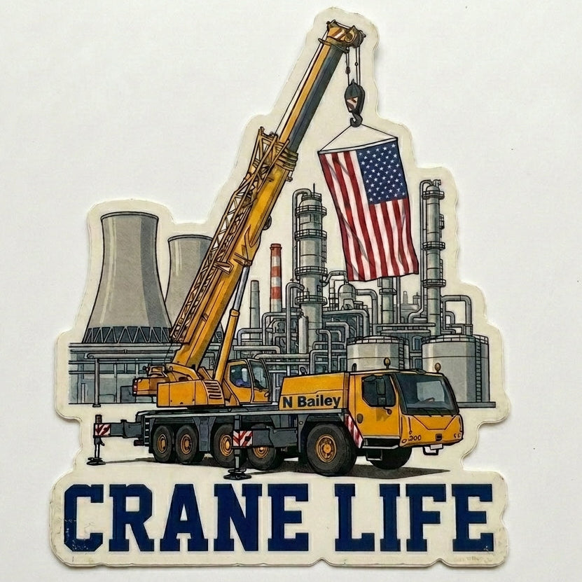 Crane Life Flag N Bailey Window/Helmet Decal or MAGNET (sqd.1)