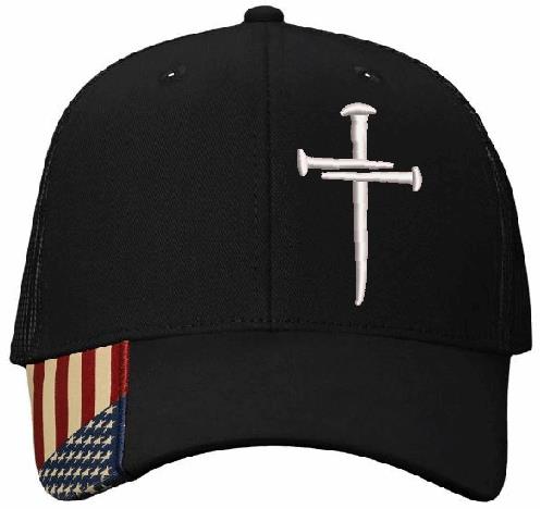 Christian Hats for Men Women Jesus Jesus Sacred Nails Black AM350 Adjustable Hat