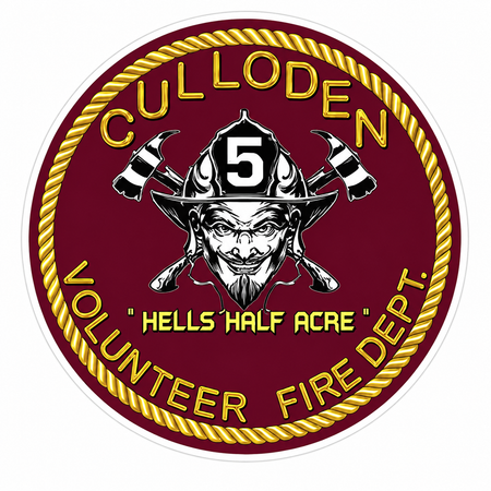 Culloden Volunteer Fire Skull Customer Decal or Magnet economy non-reflective decal