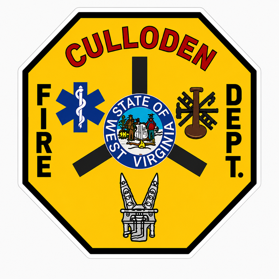 Culloden Fire Department Yellow Customer Decal or Magnet (sqd.1)