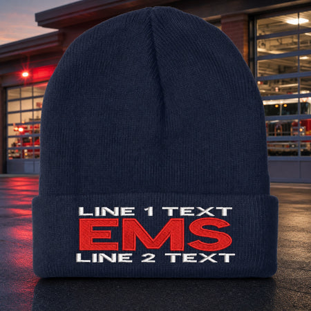 Winter Hat - Custom Embroidered 2 Line EMS STYLE Winter Hat main fire department product image
