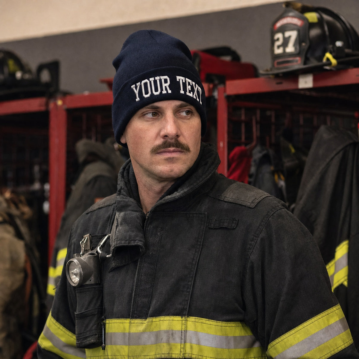 Custom Embroidered Winter Hat Choice of Text up to 8 Characters Cuff or Beanie male fire department product image