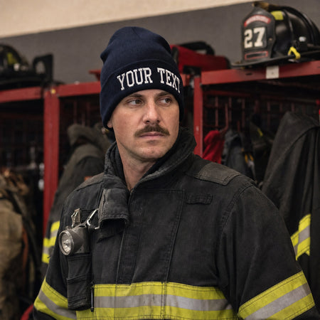 Custom Embroidered Winter Hat Choice of Text up to 8 Characters Cuff or Beanie male fire department product image