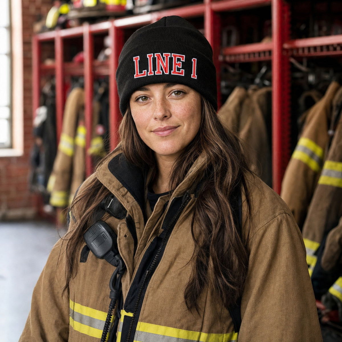 Custom Firefighter Winter Hat - Embroidered Firefighter Knit Hat Beanie or Cuff female fire department product image
