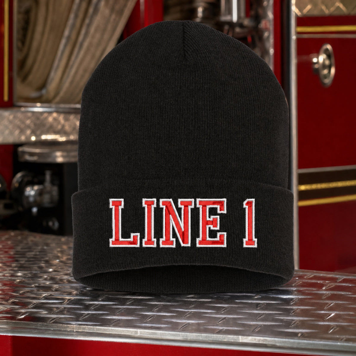 Custom Firefighter Winter Hat - Embroidered Firefighter Knit Hat Beanie or Cuff main fire department product image