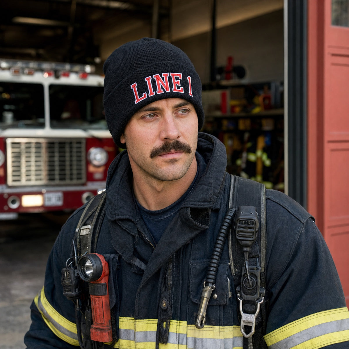 Custom Firefighter Winter Hat - Embroidered Firefighter Knit Hat Beanie or Cuff male fire department product image