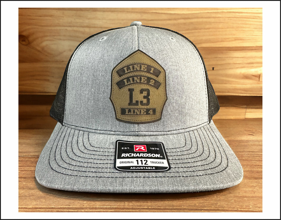 Firefighter Shield Custom Leather Badge Richardson 112 Hat