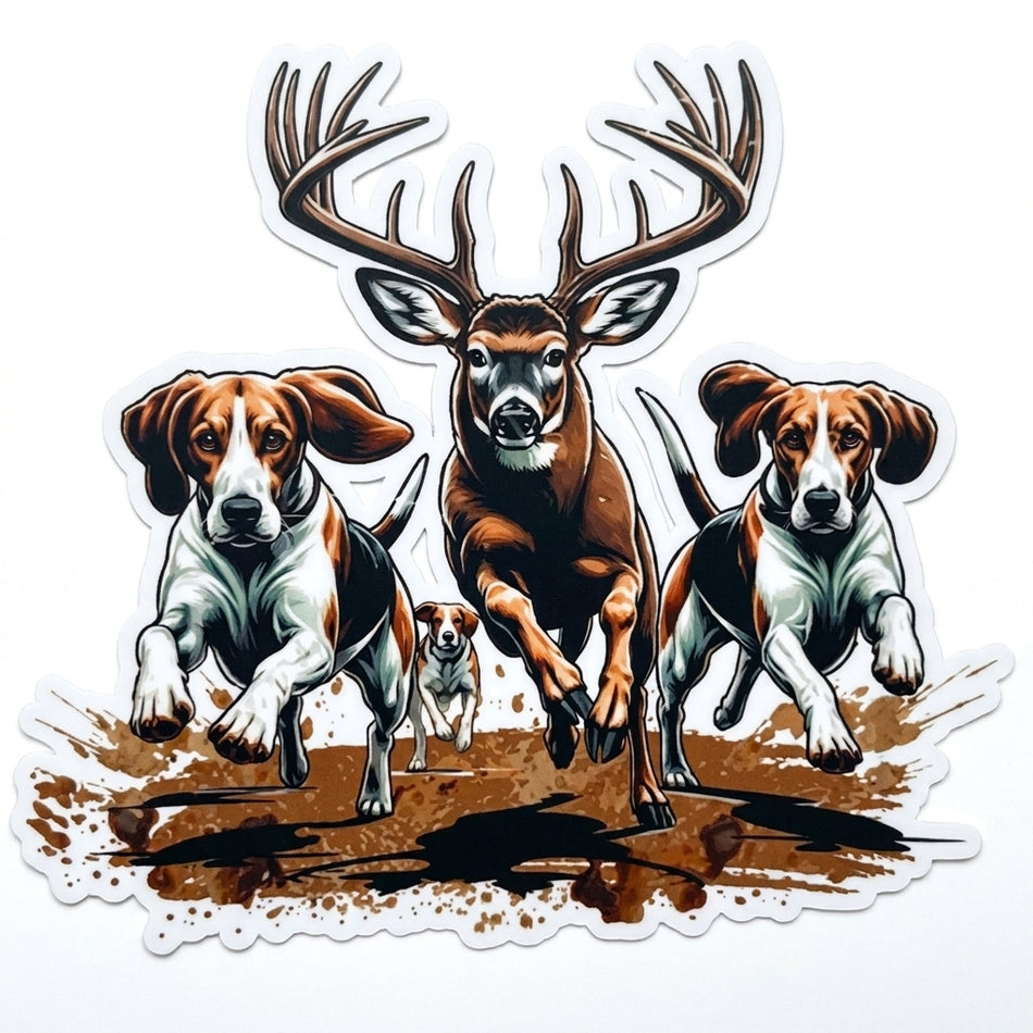 Deer and Dogs Window/Helmet Decal or MAGNET (sqd.1)