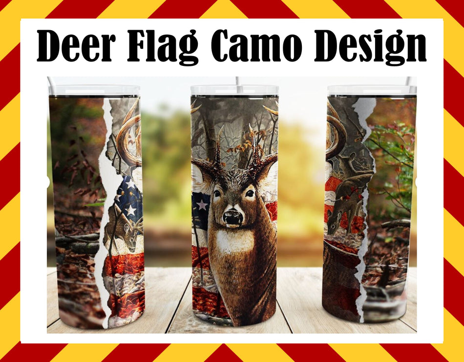 Stainless Steel Cup - Deer Flag Camo Design Hot/Cold Cup