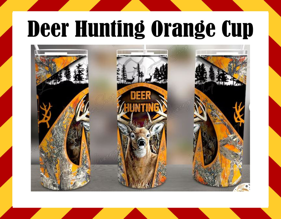 Stainless Steel Cup - Deer Hunting Orange Design Hot/Cold Cup