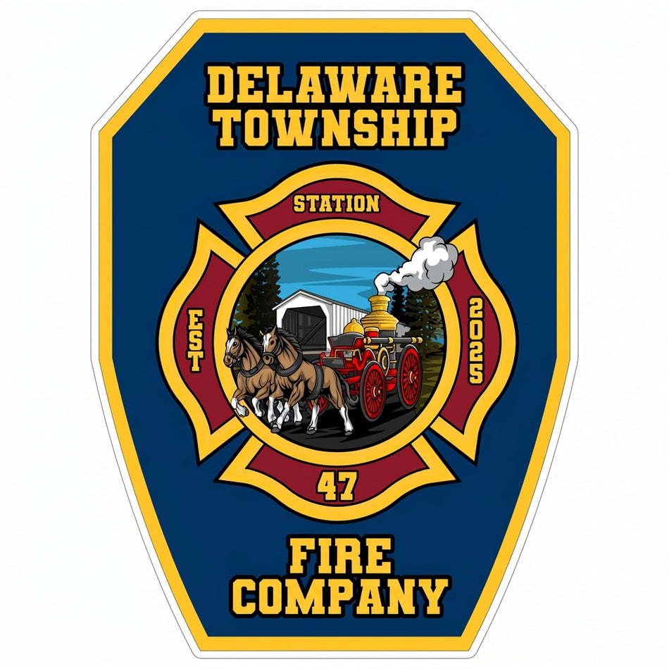 Delaware Township Fire Company Window or Helmet Decal (sqd.1)