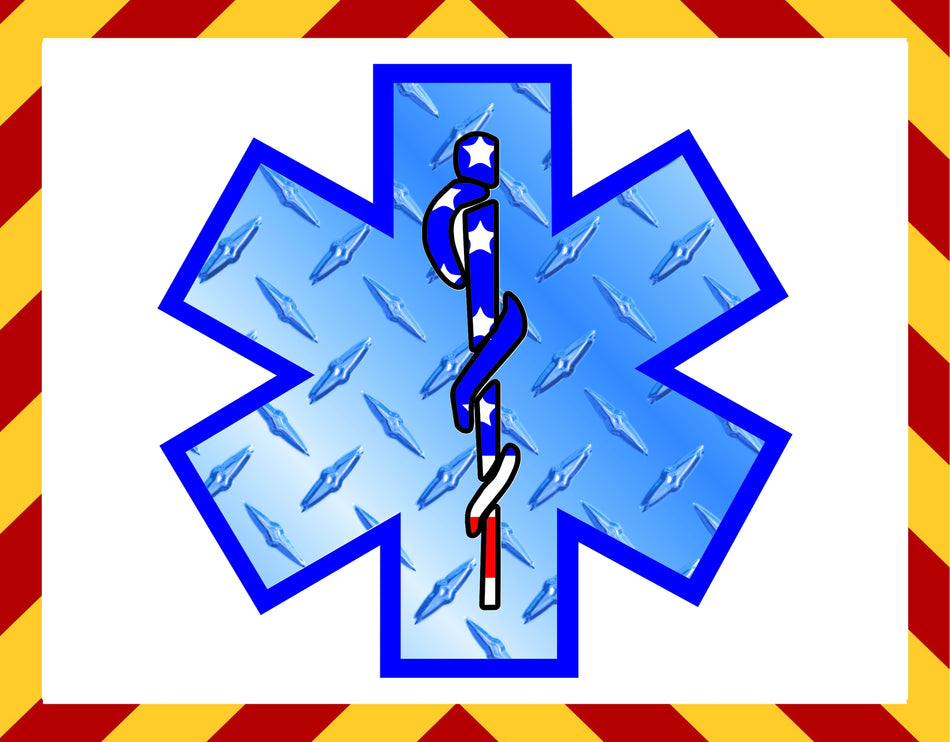 Window Decal - Diamond Plate EMS Star Decal