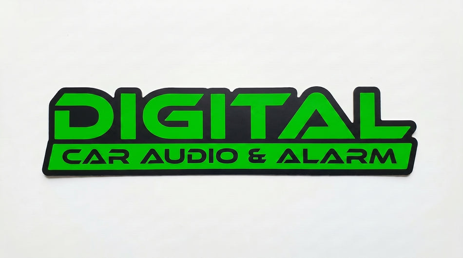 Digital Car Audio and Alarm Green Black Window or Helmet Decal (rctd.1)