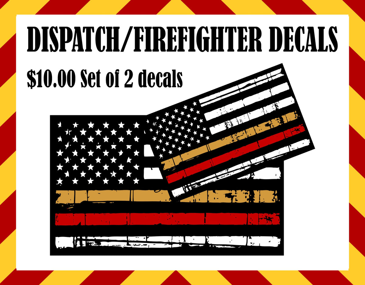Fireface Sticker DISPATCH FIREFIGHTER Set of Flag Decals – Powercall Sirens LLC